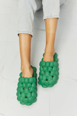 NOOK JOI Laid Back Bubble Slides in Green - TopFashionHQ