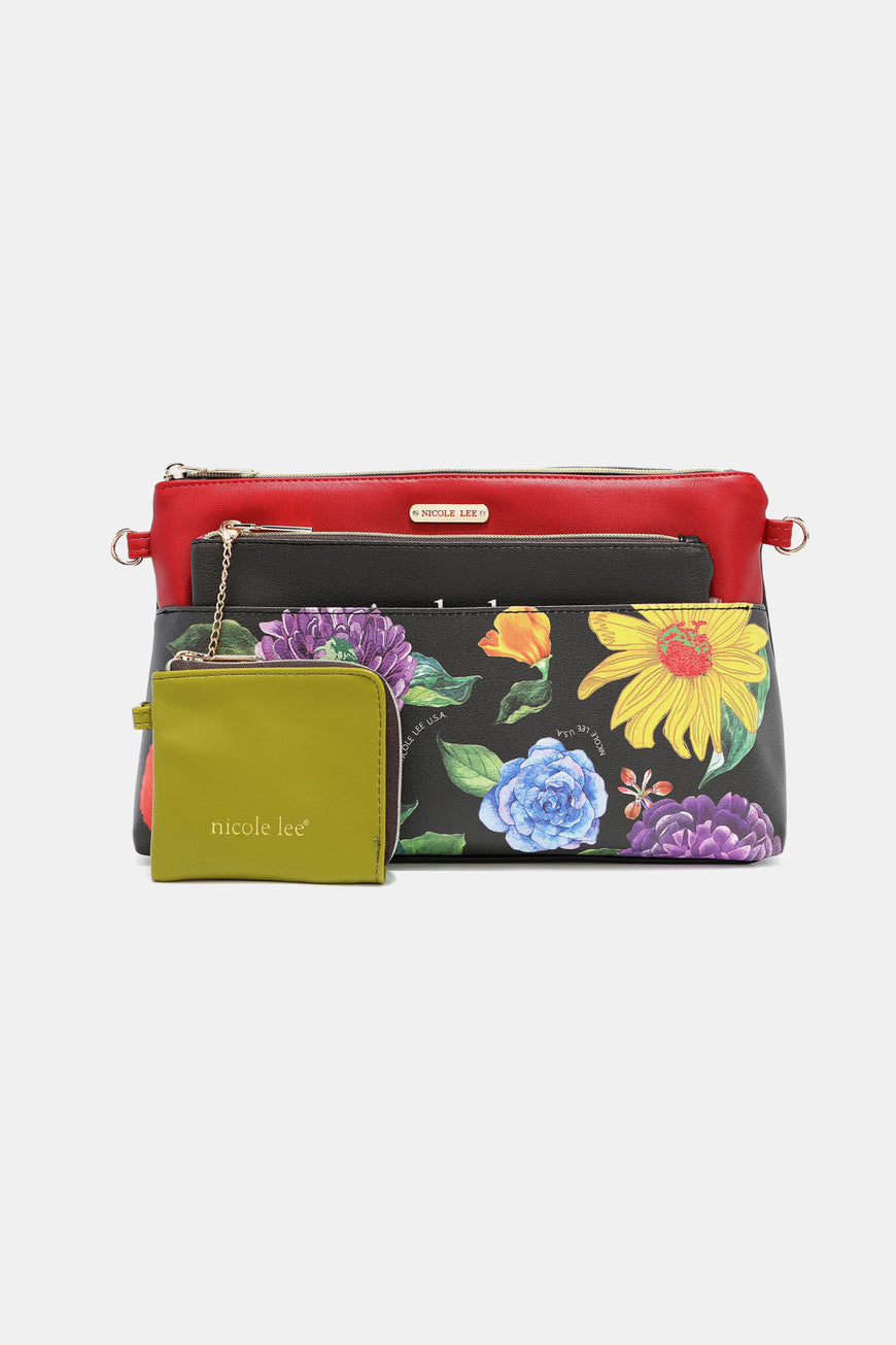 Nicole Lee USA Printed Handbag with Three Pouches - TopFashionHQ