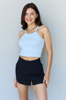 Ninexis Everyday Staple Soft Modal Short Strap Ribbed Tank Top in Blue - TopFashionHQ