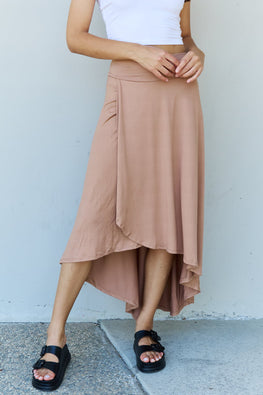 Ninexis First Choice High Waisted Flare Maxi Skirt in Camel - TopFashionHQ