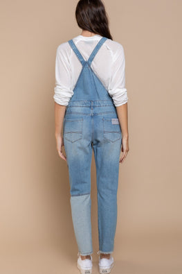 POL Front Chest Zipper Slim Leg Denim Overalls - TopFashionHQ