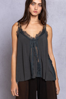 POL Lace Detail V-Neck Cami - TopFashionHQ