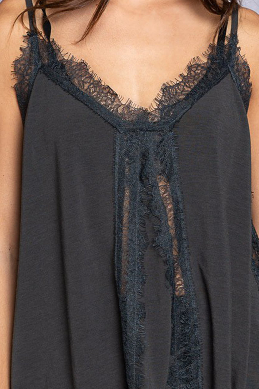 POL Lace Detail V-Neck Cami - TopFashionHQ