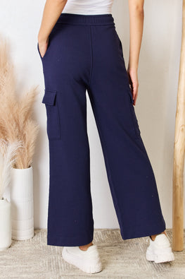 RISEN Drawstring Relaxed Cargo Wide Leg Pants - TopFashionHQ