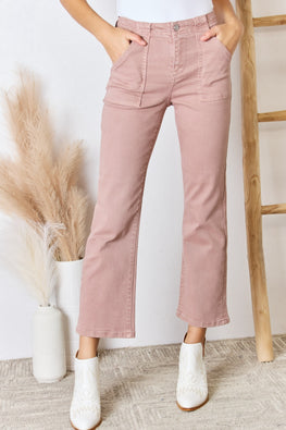 RISEN Full Size High Rise Ankle Flare Jeans - TopFashionHQ