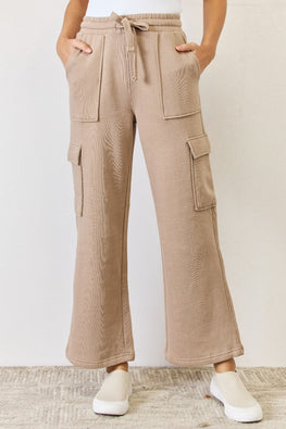 RISEN High Waist Cargo Wide Leg Pants - TopFashionHQ