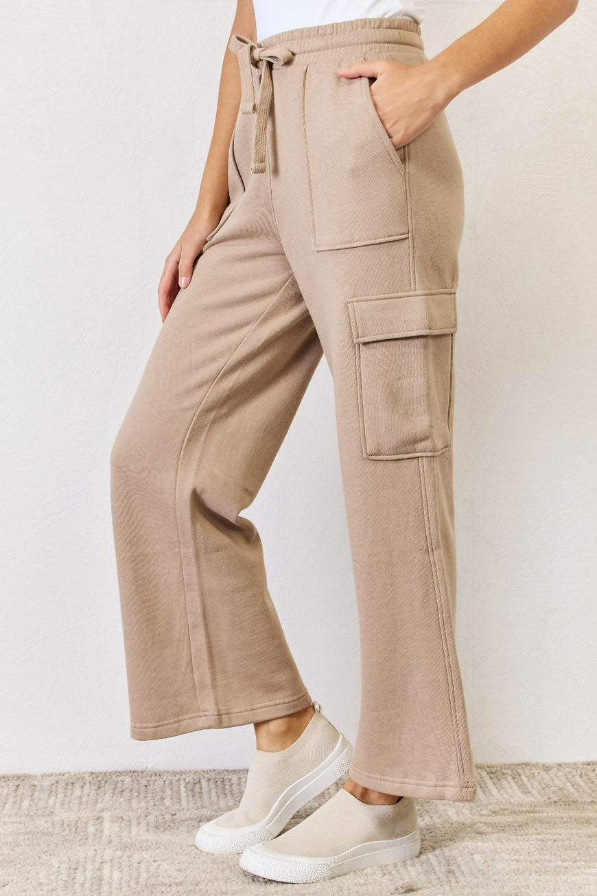 RISEN High Waist Cargo Wide Leg Pants - TopFashionHQ