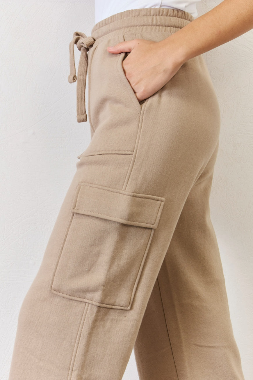 RISEN High Waist Cargo Wide Leg Pants - TopFashionHQ