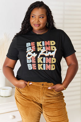 Simply Love BE KIND Graphic Round Neck T-Shirt - TopFashionHQ