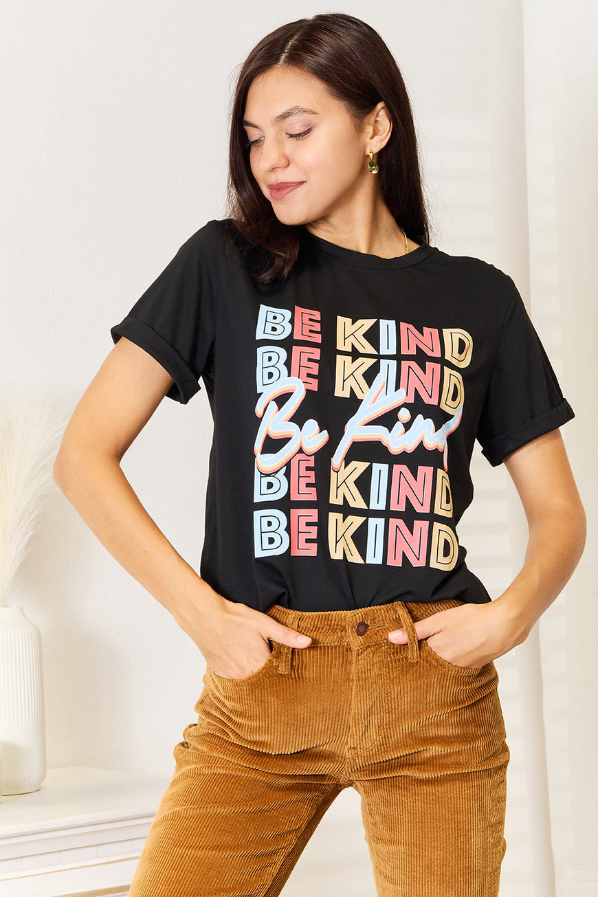 Simply Love BE KIND Graphic Round Neck T-Shirt - TopFashionHQ