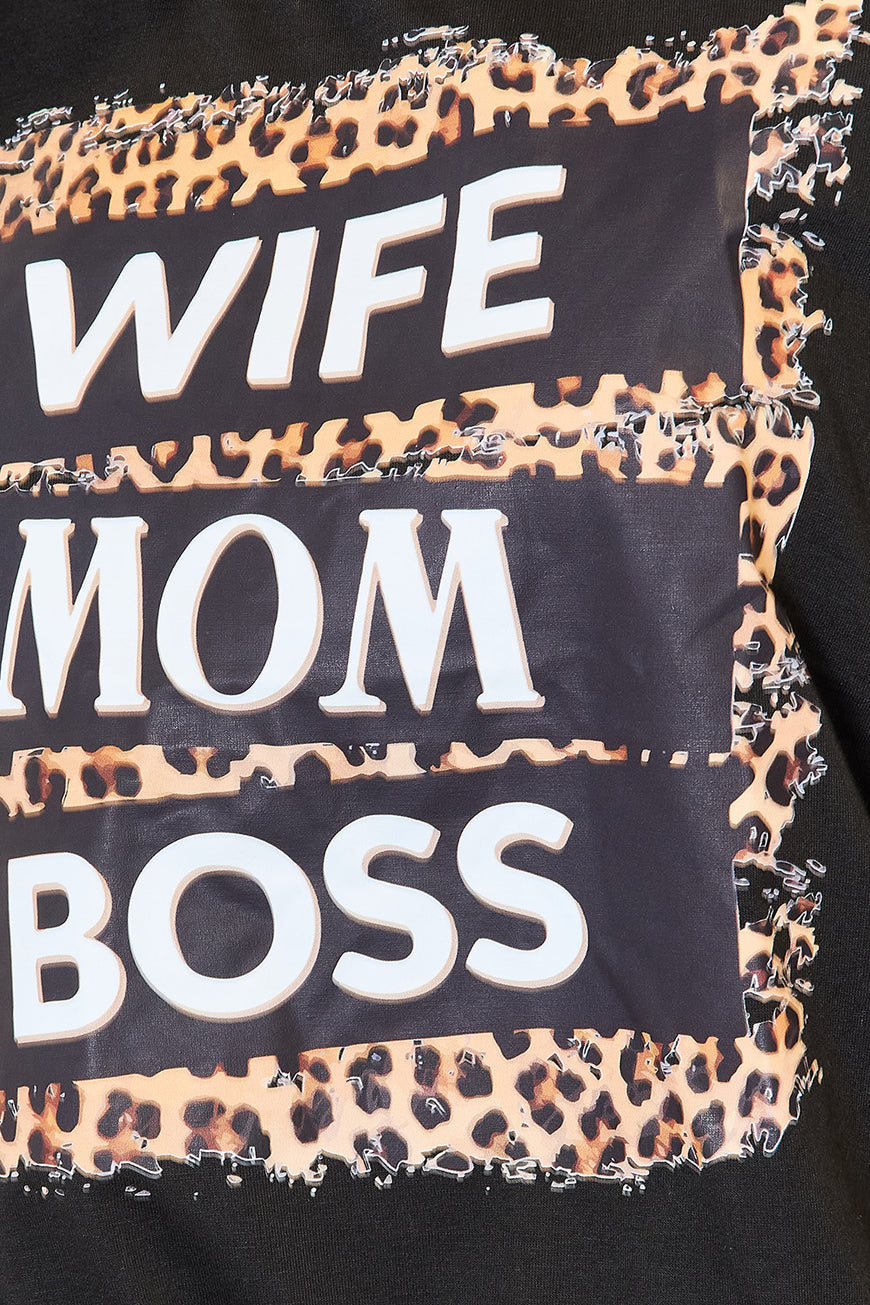 Simply Love WIFE MOM BOSS Leopard Graphic T-Shirt - TopFashionHQ