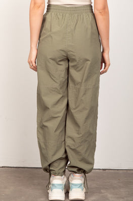 VERY J Drawstring Woven Parachute Joggers - TopFashionHQ