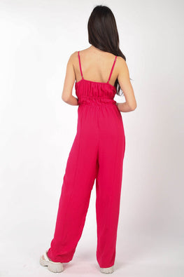 VERY J Pintuck Detail Woven Sleeveless Jumpsuit - TopFashionHQ