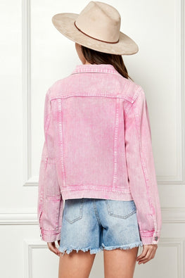 Veveret Button Up Cropped Denim Jacket - TopFashionHQ