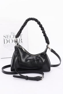 Faux Leather Braided Strap Shoulder Bag