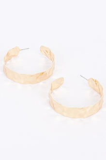 Gold Plated Wide Metal Hoop Earring