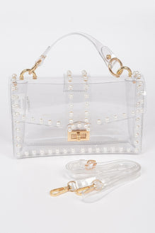 Transparent Clutch W/faux Pearl