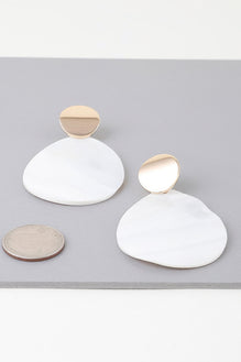 Marbled Stone Oval Earrings