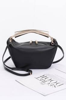 Faux Leather Metal Handle Bag