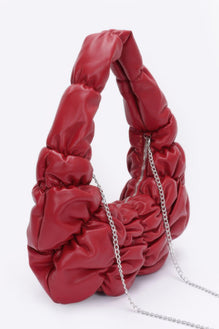 Pleated Faux Leather Shoulder Bag
