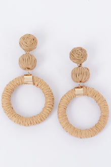 Round Faux Straw Earring