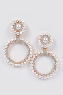 Faux Pearl&stone Dangle Earring