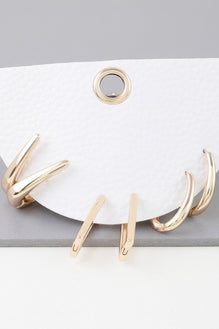 Multi Shiny Modern Hoop Earrings Set