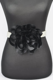 Oversized Flower Pearl Elastic Belt