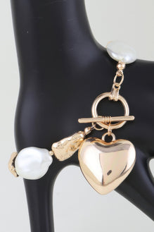 Multi Stone Heart Toggle Bracelet
