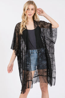 Flower Pattern Crochet Lace Tassel Cover Up