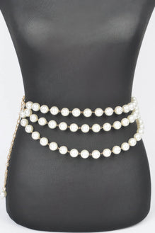 Multi Layered Pearl Chain Belt