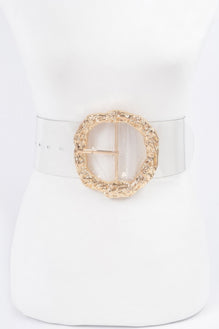 Big Vintage Round Metal Buckle Clear Belt