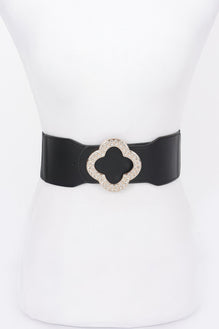 Faux Leather Metal Metal Buckle Stretch Belt