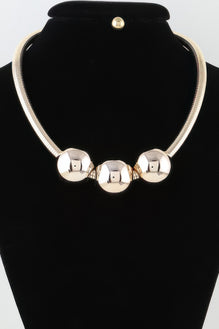 Triple Shiny Bead Statement Necklace