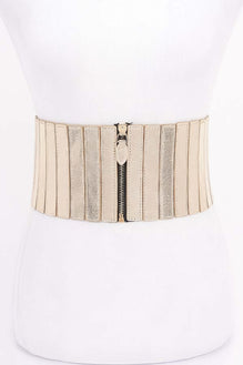 Multi Pu Zip Front Elastic Belt