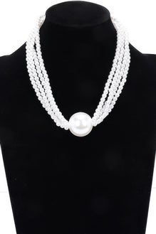 Multi Faux Pearl Chain Necklace