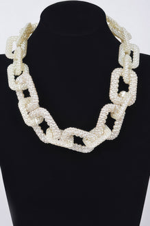 Faux Pearl Link Chain Necklace