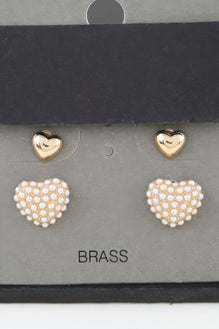 Twin Hearts Stud Earrings