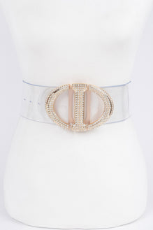Rhinestone Metal Buckle Plus Size Transparent Belt