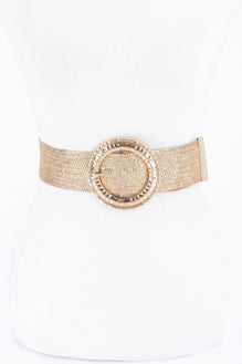 Hammeredmetal Buckle Metallic Stretch Plussizebelt