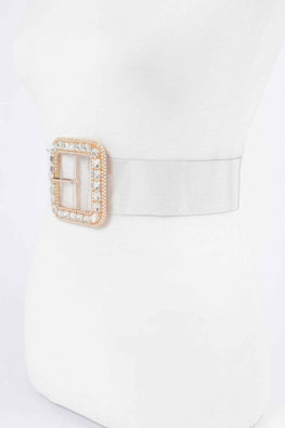 Stone Metal Buckle Clear Plus Size Belt