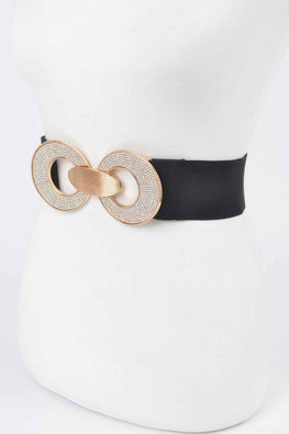 Rhinestone Two Buckle Elastic Belt