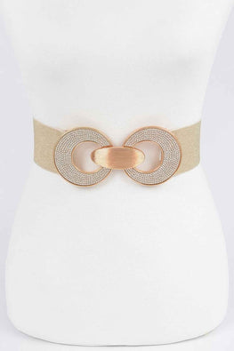 Rhinestone Two Buckle Elastic Belt