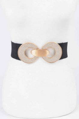 Rhinestone Two Buckle Elastic Belt