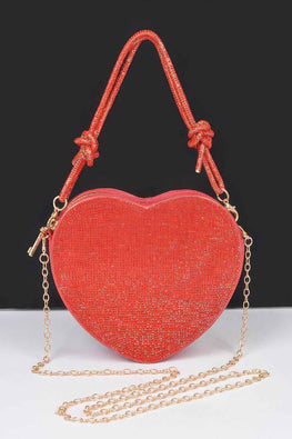 Rhinestone Heart Shape Clutch