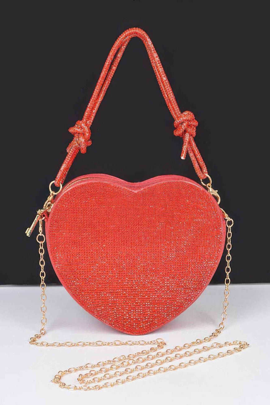 Rhinestone Heart Shape Clutch