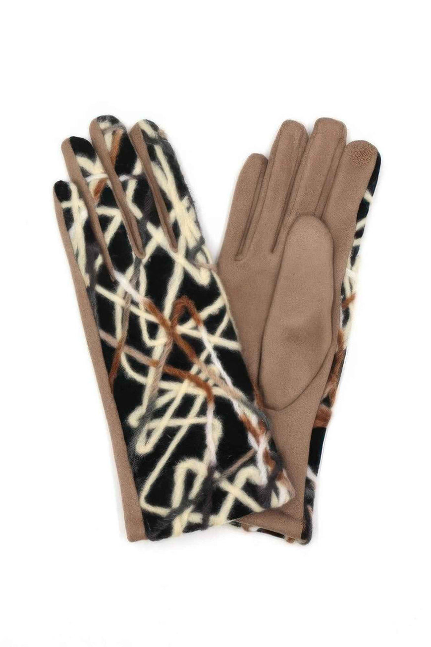 Geometric Multicolor Embroidered Smart Touchgloves