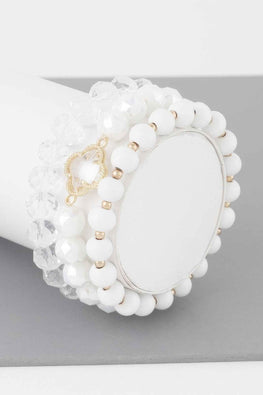 Triple Crystal Clover Bead Bracelet