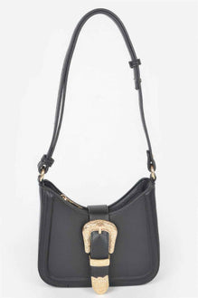 Vegan Metal Buckle Shoulder Bag