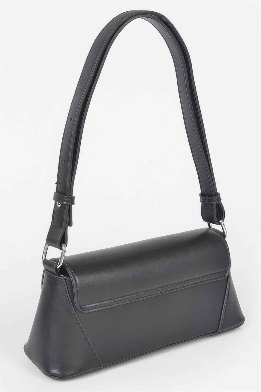 Faux Leather Metal Buckle Shoulder Bag
